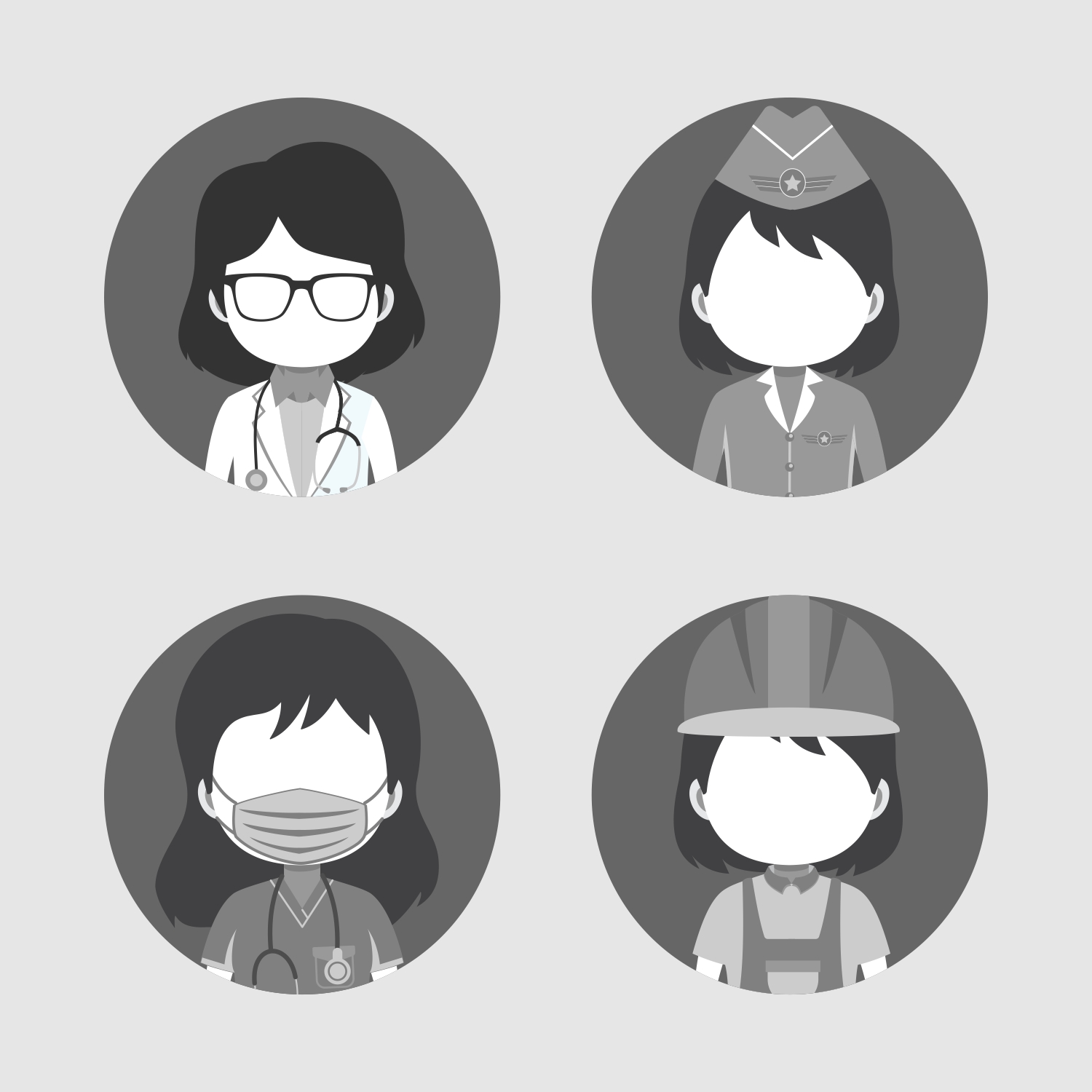 Free vector Great Variety Female Workers with No Expression Avatars design CDR file download free