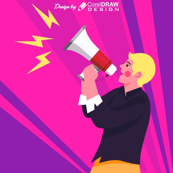Free vector Sales Man screaming with a megaphone Vector Design Download For Free