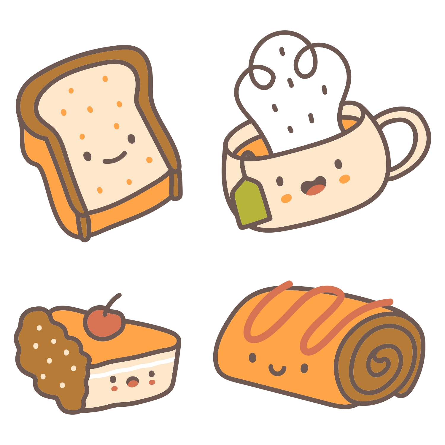 free vector Set of Bakery in Kawaii Style CDR file download for free