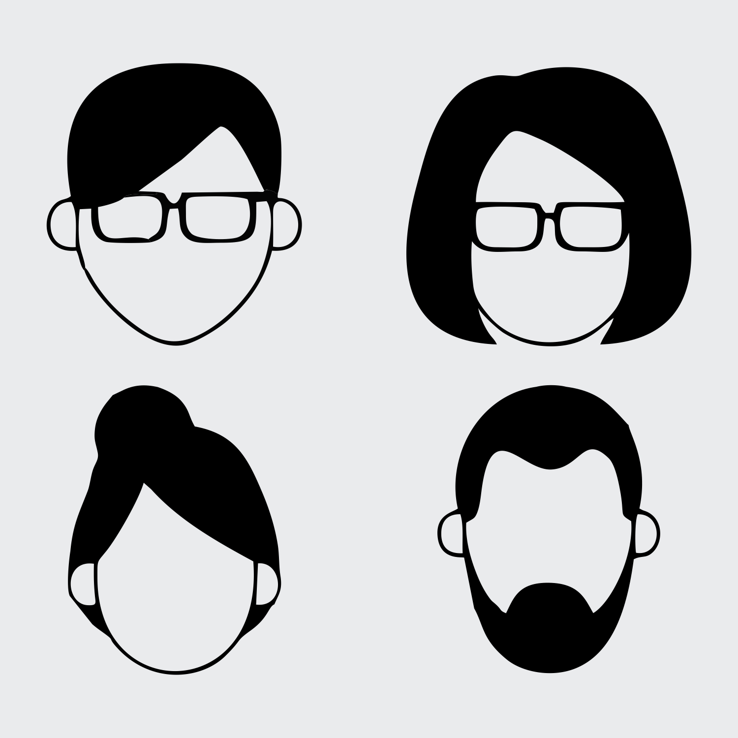 Free vector  Set people faceless characters icons in black download for free