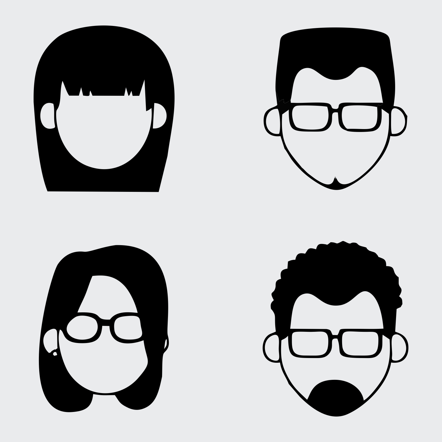 Free vector  Set people faceless characters icons in black download for free