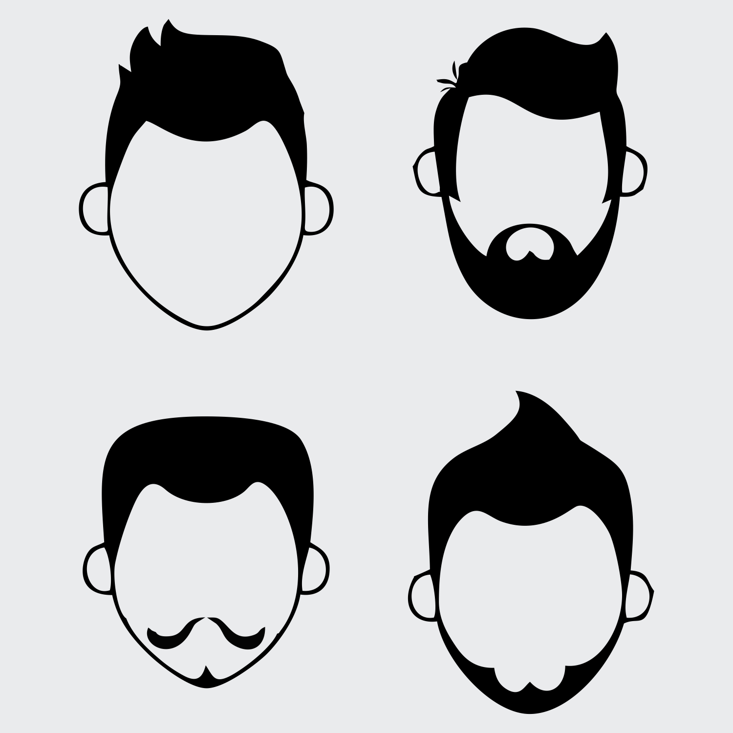 Free vector  Set people faceless characters icons in black download for free