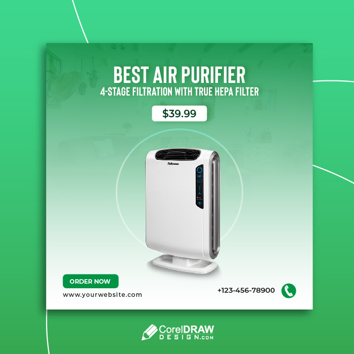 Fresh air purifier gradient simple social media poster vector
