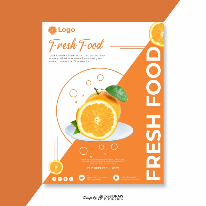 Fresh Food Orange Flyer Free Template Download From Coreldrawdesign
