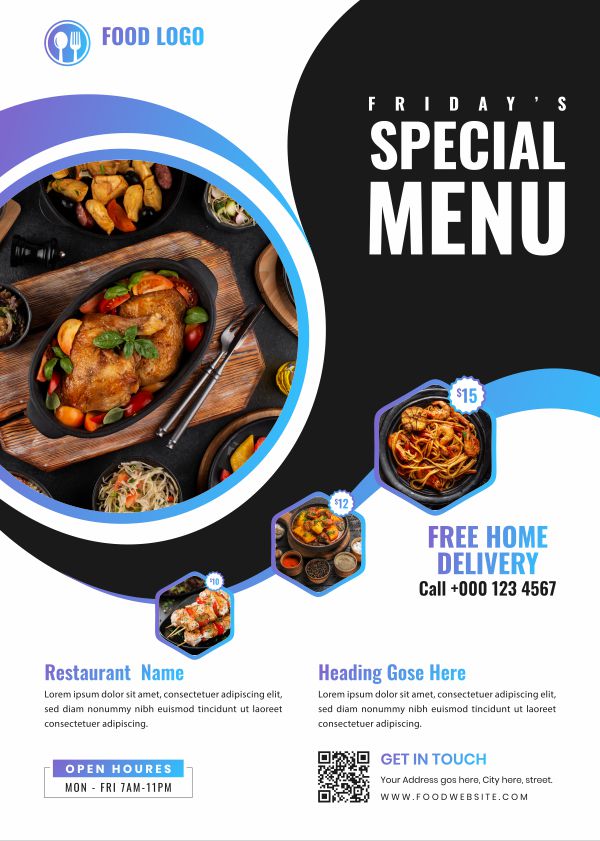 Friday's special Menu poster design download for free