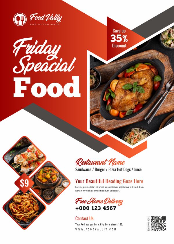 Friday Special Food poster design CDR file download for free