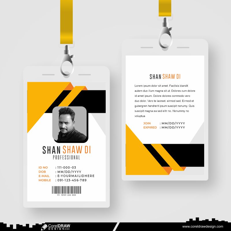 Front & Back business Id Card Template Free Premium CDR