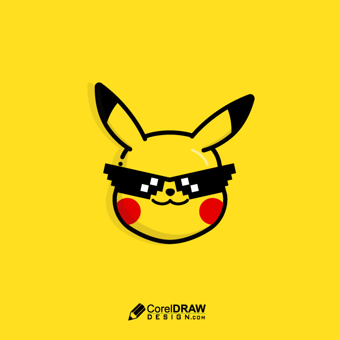 Funny Happy Pikachu Pokemon Face Cartoon illustration
