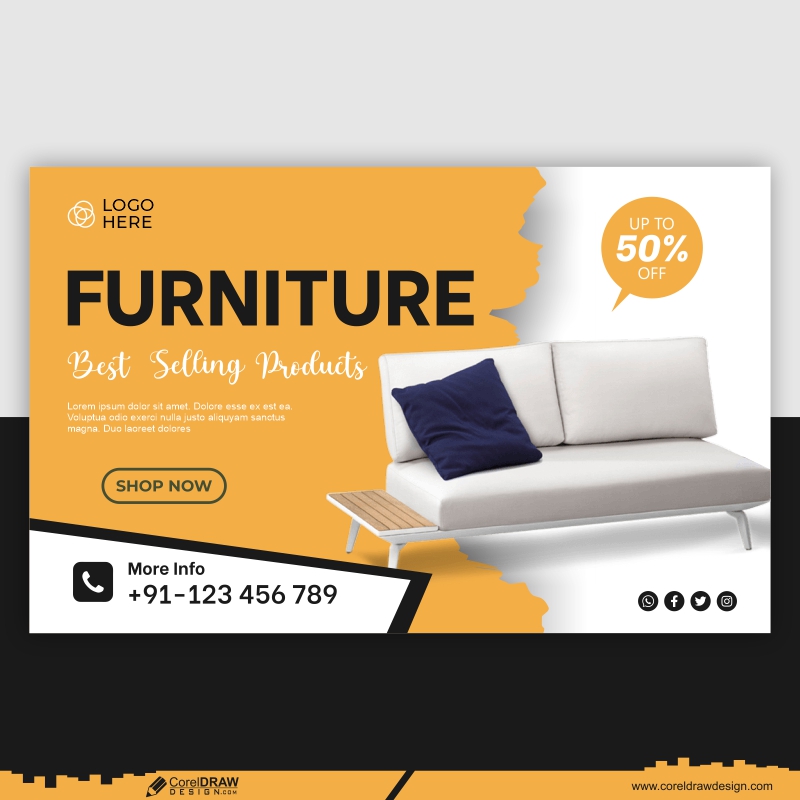 Furniture Banner Template Style Free Vector Design