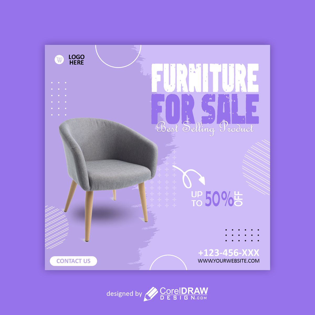 Furniture for sale poster design vector free image