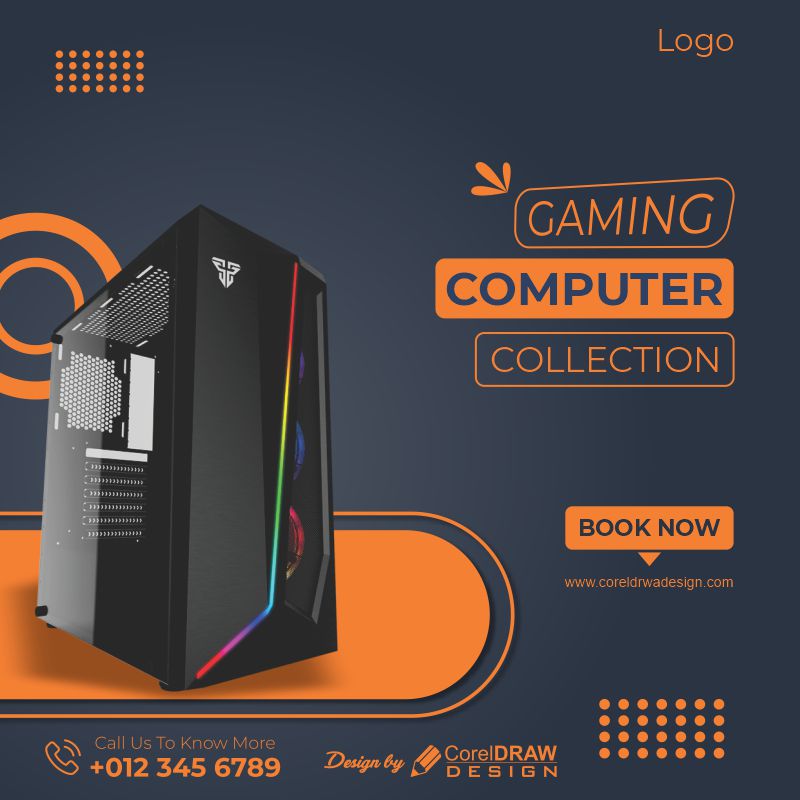 Gaming Computer Collection Flat Discount CDR Poster Download From Coreldrawdesign
