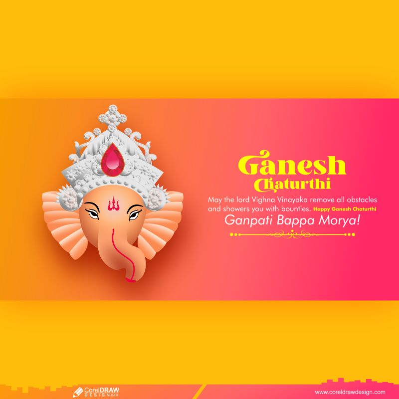 Ganesh Chaturthi Ganesha Face Traditional Festival Banner Free Download Greeting Cards CDR