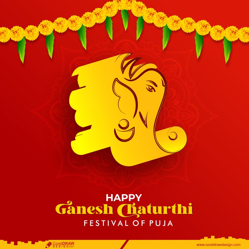 Ganesh Chaturthi Traditional Festival Poster Free Download Greeting Cards CDR