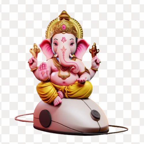 Ganesh ji sit on a computer optical mouse png 3D Renderd 4k Png Download For Free