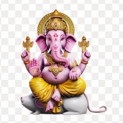 Ganesh ji sit on his mouse png 3D Renderd 4k Png Download For Free