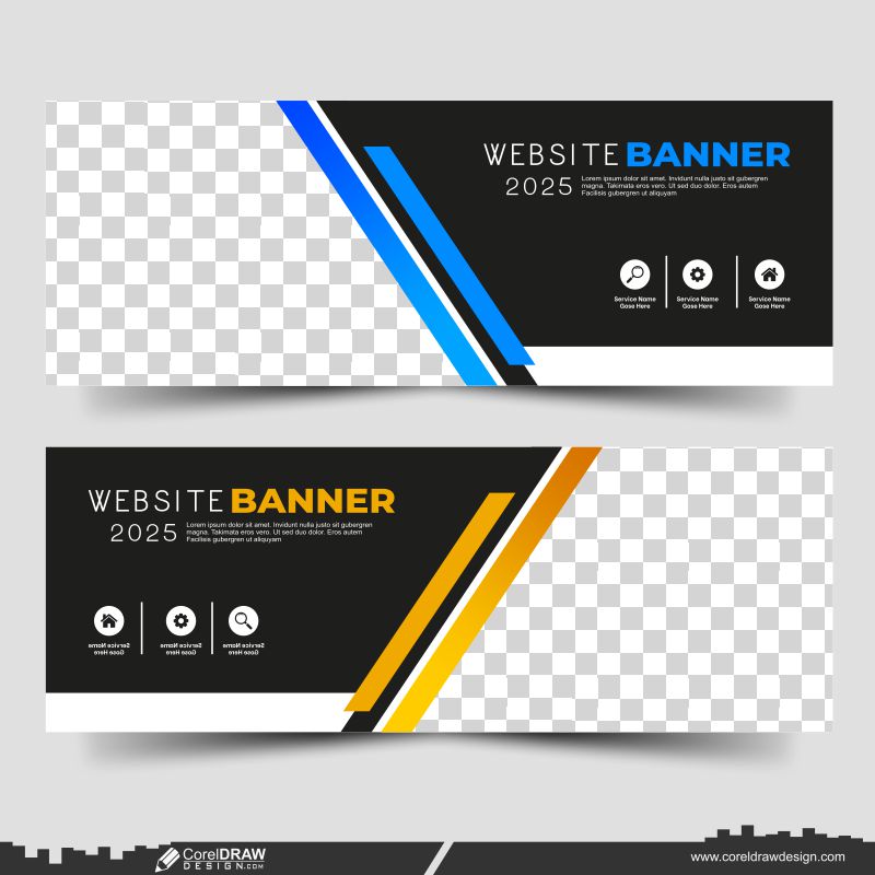 Geometric Business Website Banner Design Vector 