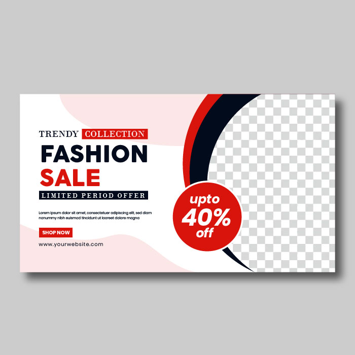 Geometric colorful red fashion banner vector free