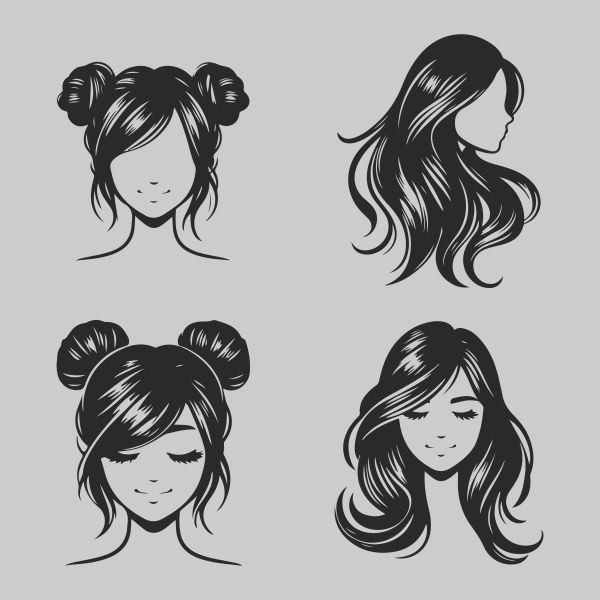 girl hairstyle bundle vector design download for free