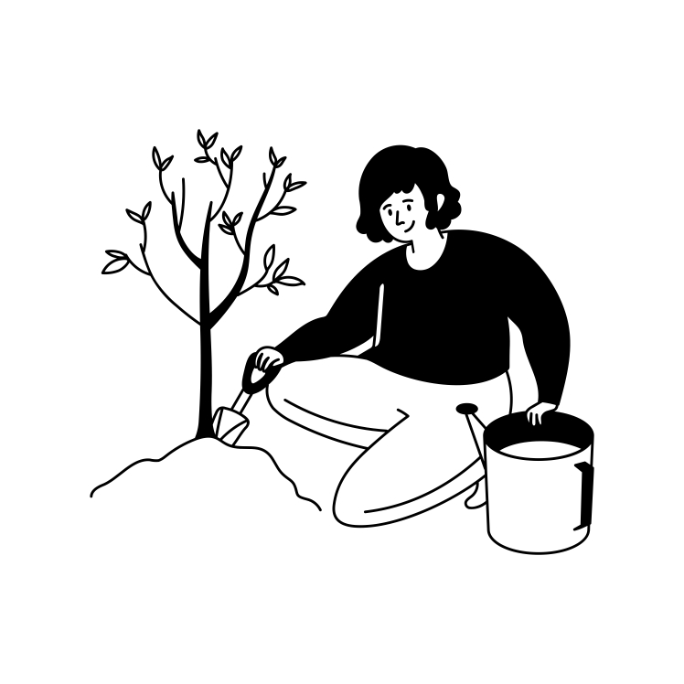 Girl Planting Tree Vector illustration Download For Free