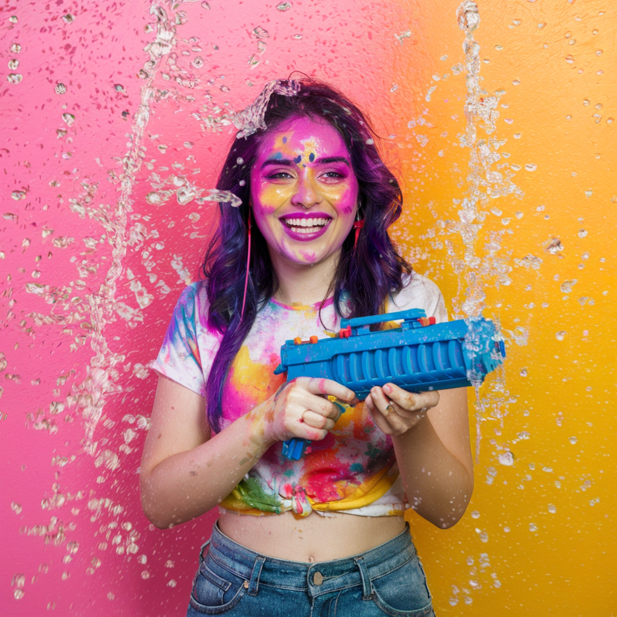 Girl With holi Water Gun Pichkari Hd High Quality Image Download For Free