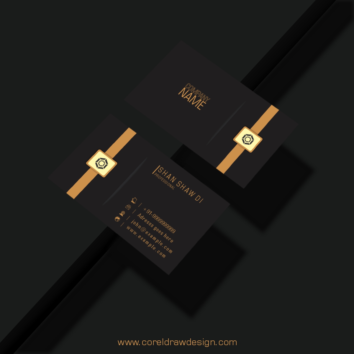 Gold & Black Foil Business Free Vector Card Mockup