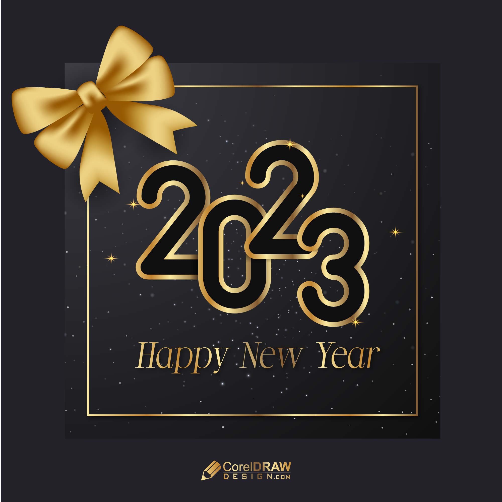 Golden 2023 new year lettering card background