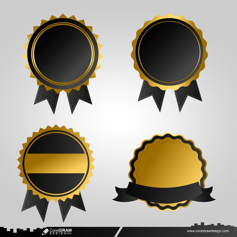 golden badges isolated design download vector