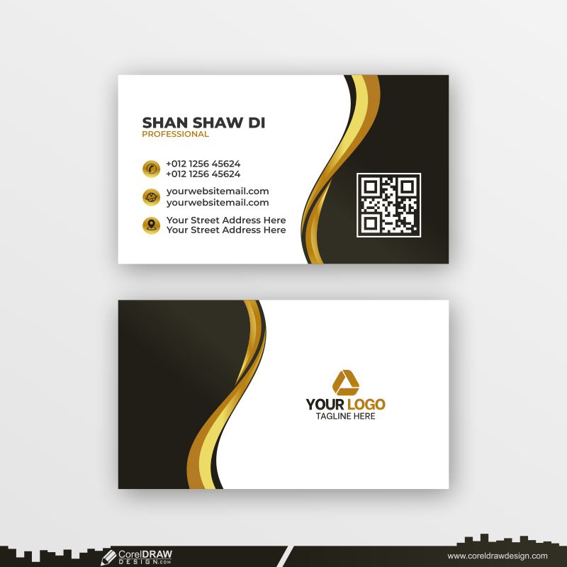 golden & black business card design dowanload