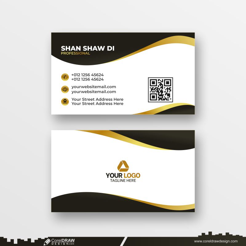 golden & black carve business card design dowanload