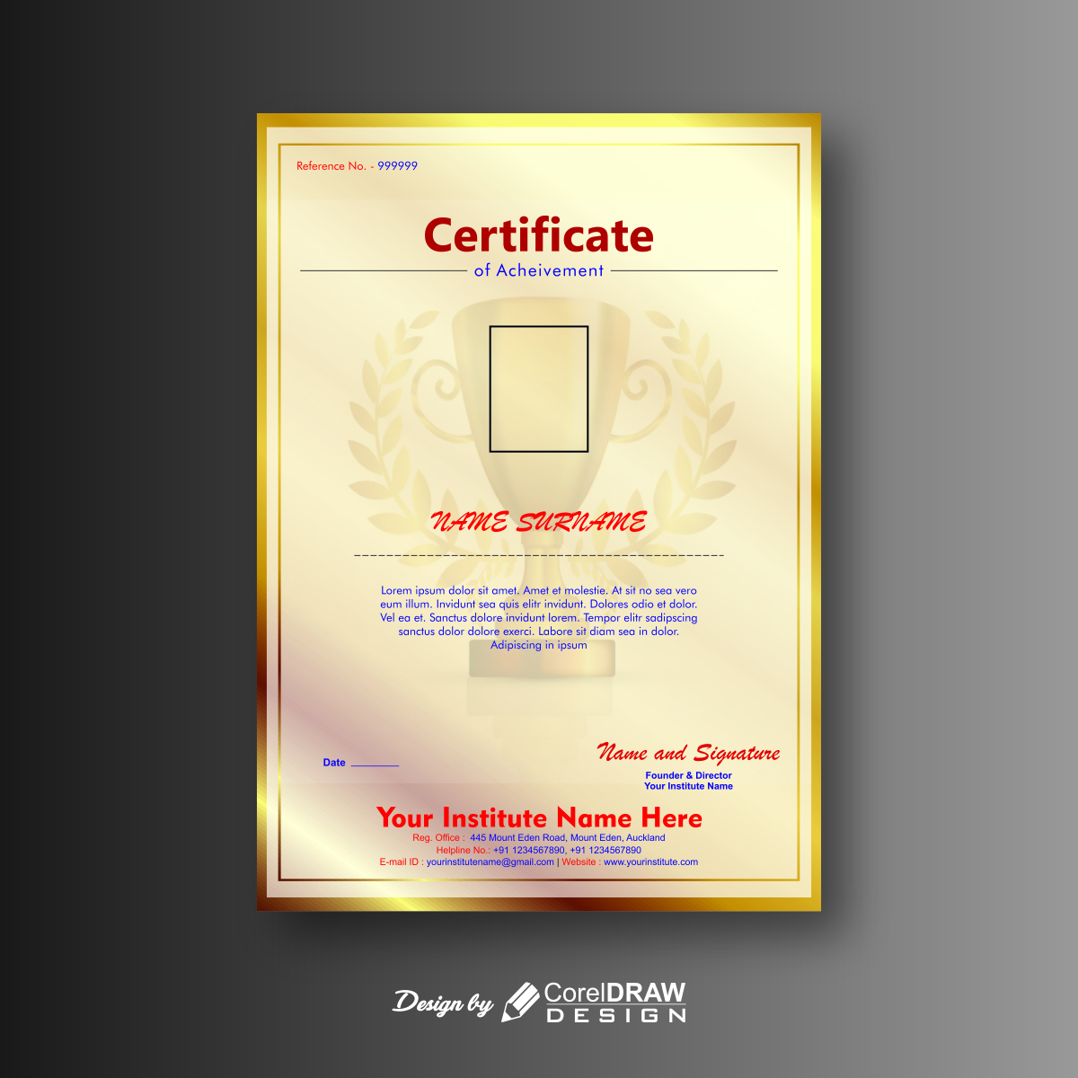 Golden Certificate of Achievement