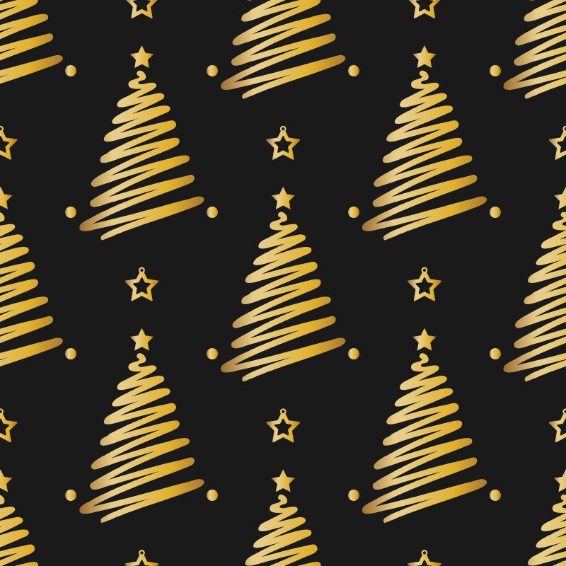 golden christmas tree & star background design vector