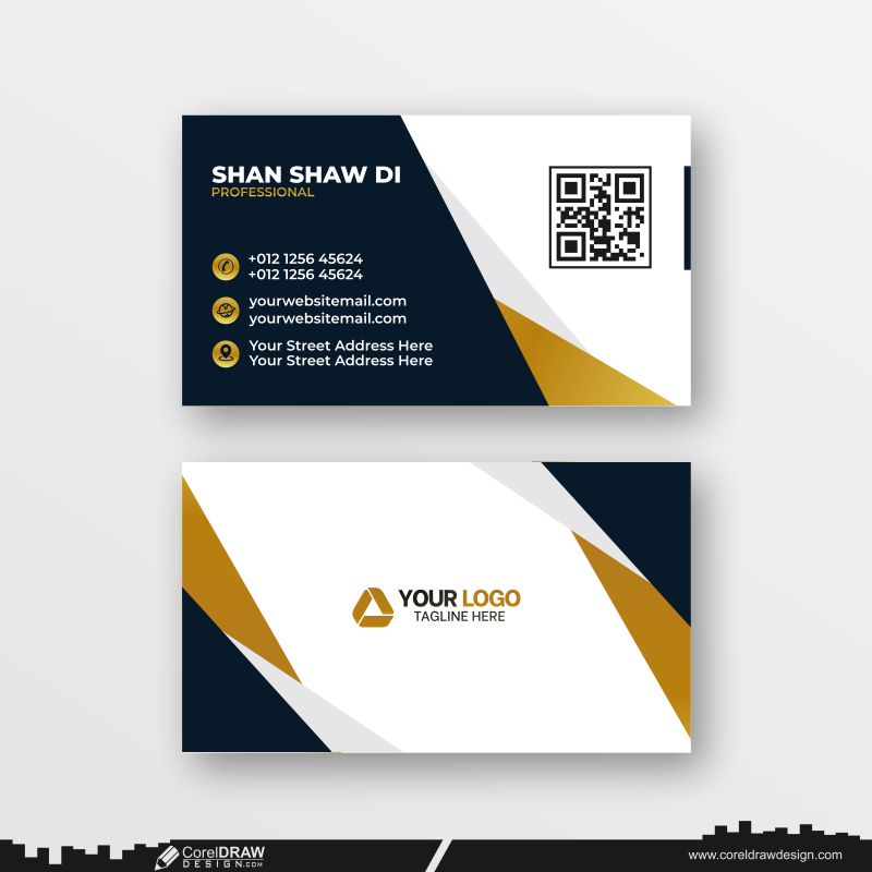 golden & dark blue business card dowanload design free