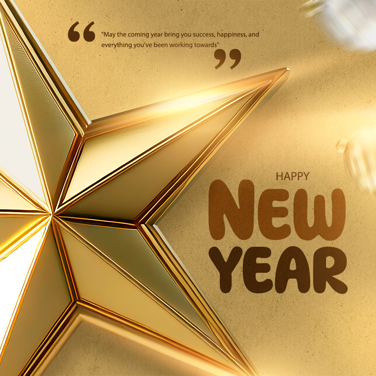 Golden New Year PSD Template Download For Free