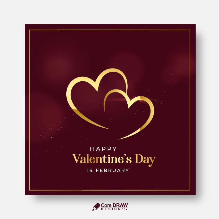 Golden royal Happy valentines day wishes card vector