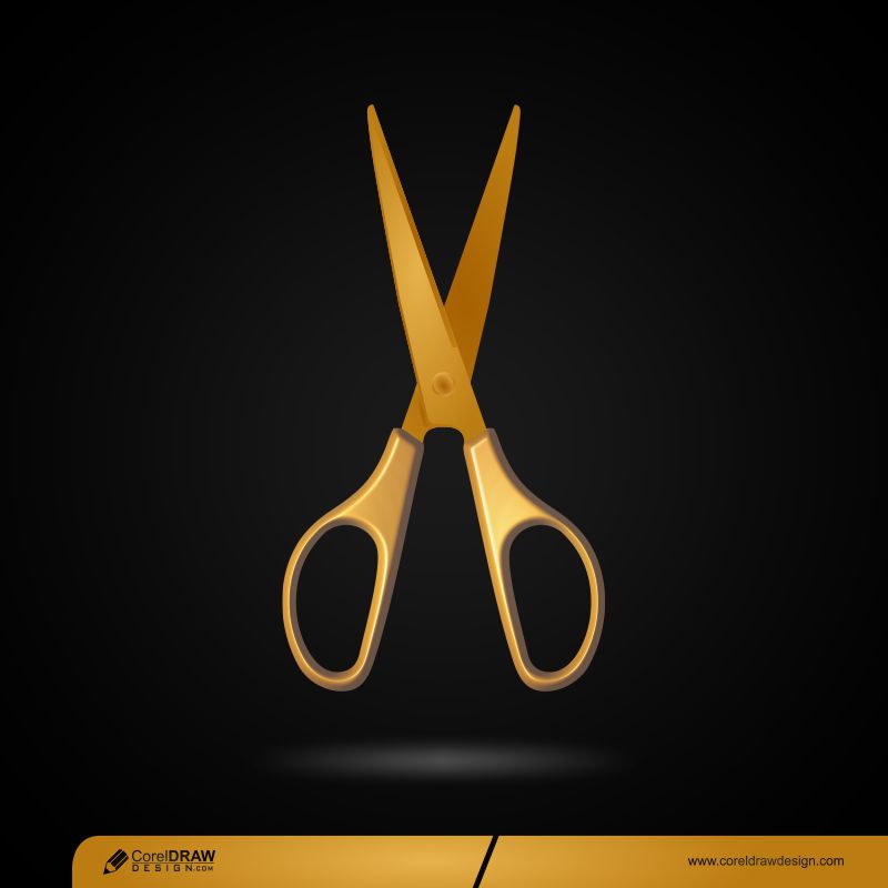 Golden Scissors Isolated Premium Vector