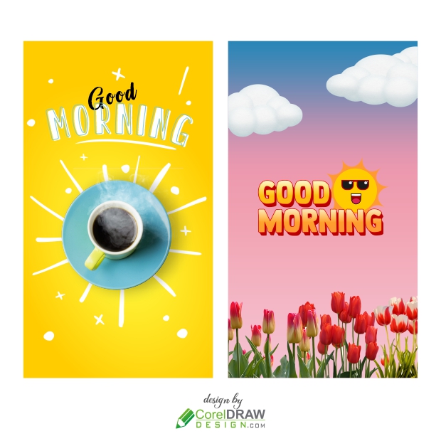 good morning message and banner, morning instagram stories, free vector image on coreldrawdesign