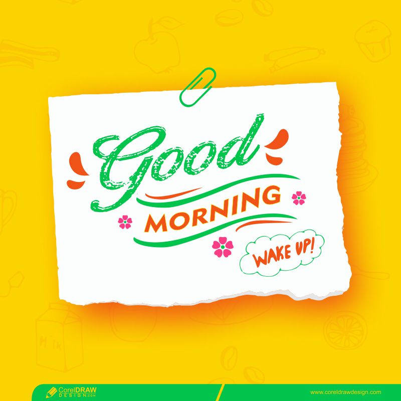 Good Morning Torn Paper Style With Pin Free Vector
