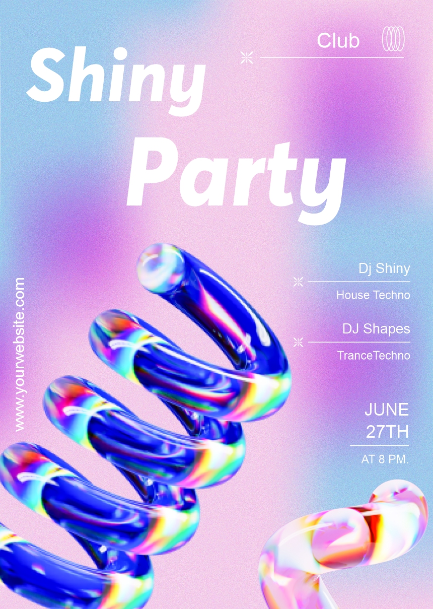 Gradient Abstract 3D Shapes Shiny Party poster CDR Template Download for free