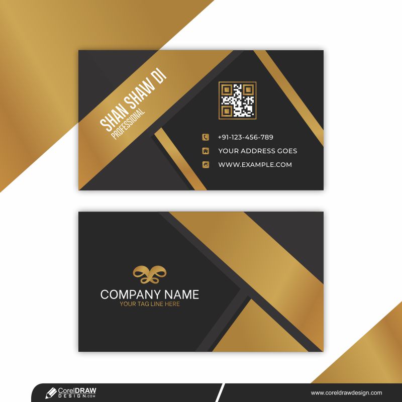 Gradient Golden Luxury Horizontal Business Card Template Free Vector