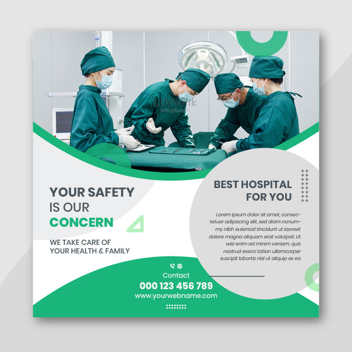 Green Abstract hospital ad social media banner vector