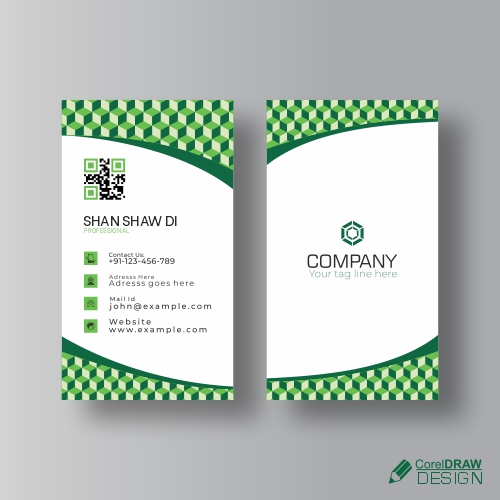 Green Business Card Triangle Shapes Free Vector
