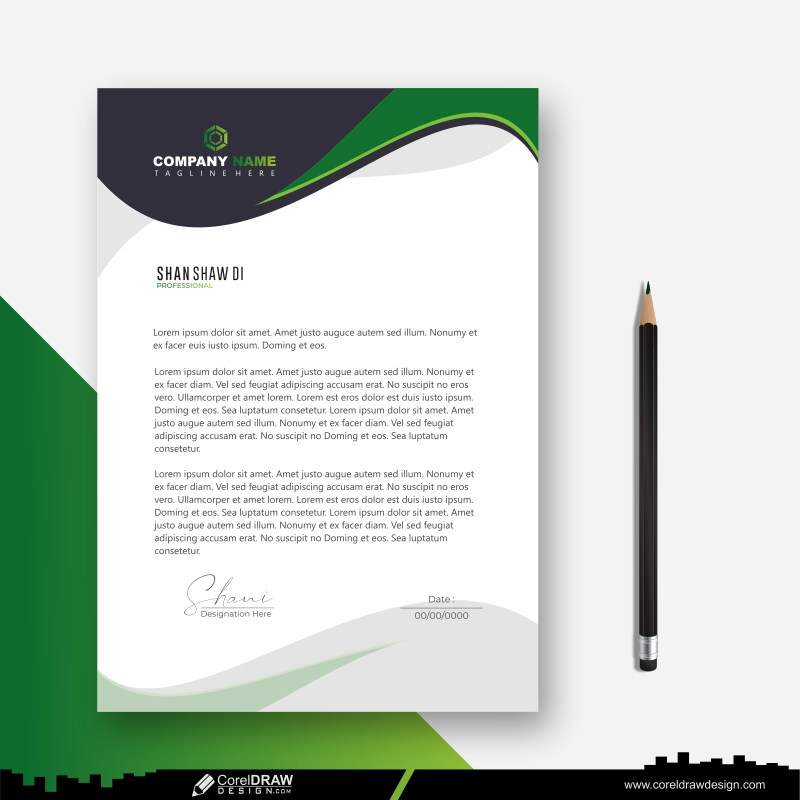 green new design modern letterhead template vector download