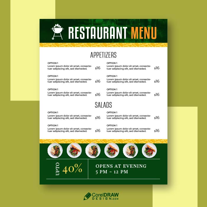 Download Green Restaurant menu food restaurant vector | CorelDraw ...