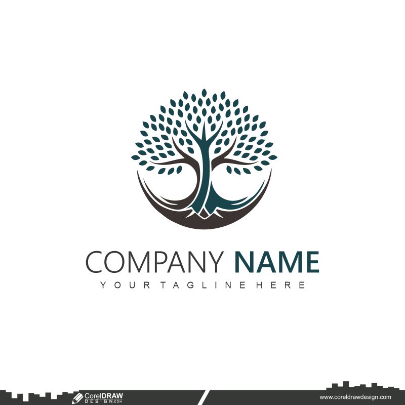 green tree nature logo design cdr template vector 