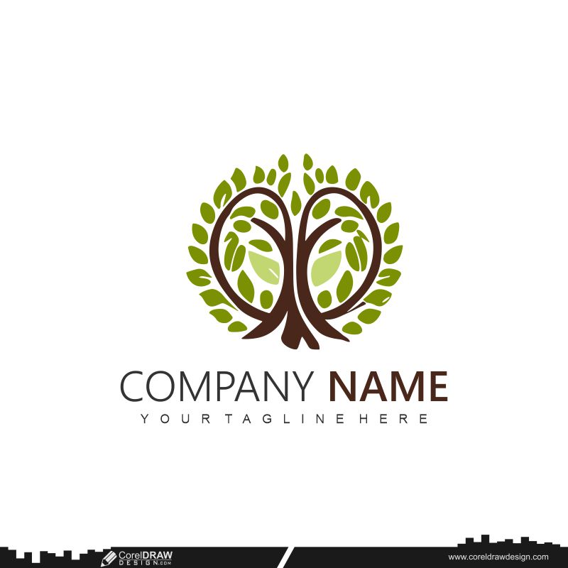 green tree nature logo design cdr template vector free