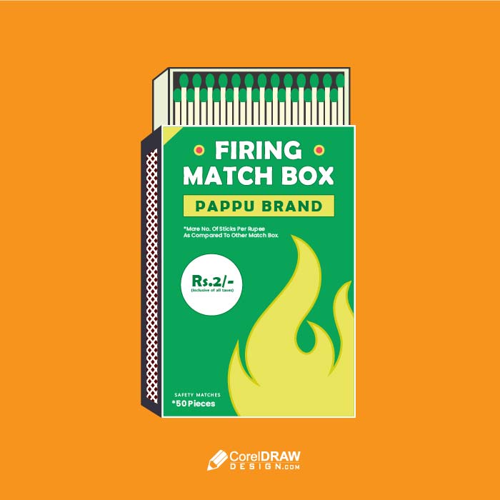 Green vintage colorful matchbox design vector