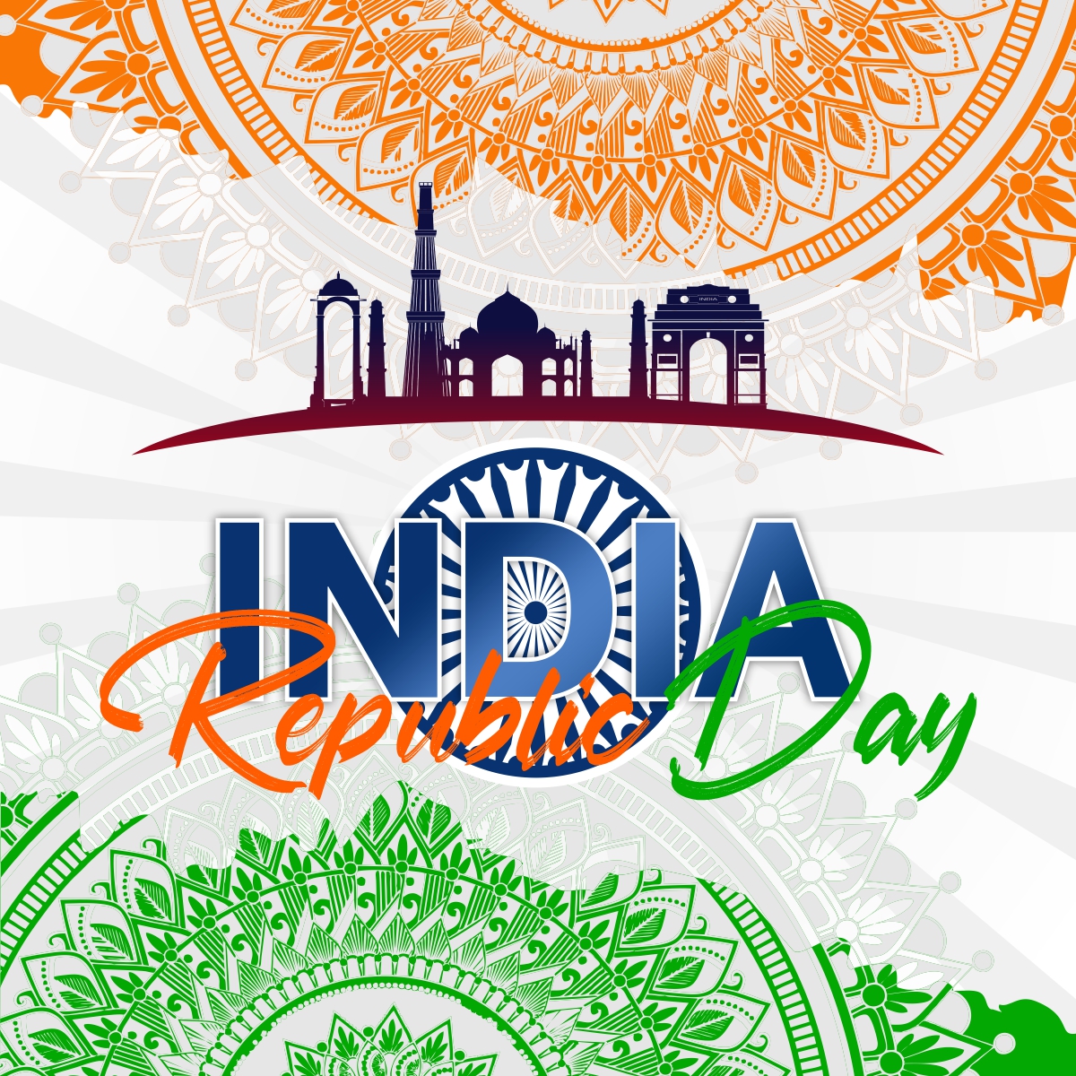 Grungy Indian Flag Design For Republic Day Free Vector