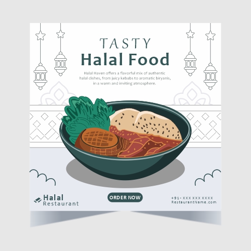 Halal Food Social Media Posts Vector Premium Vector Free