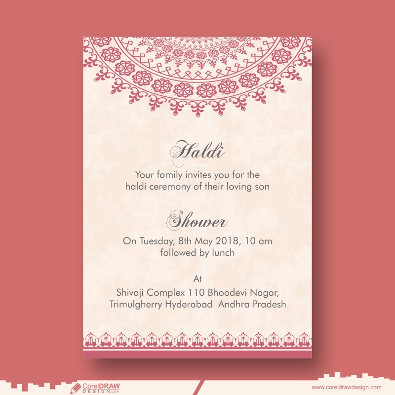 haldi ceremony card invitation template free cdr design