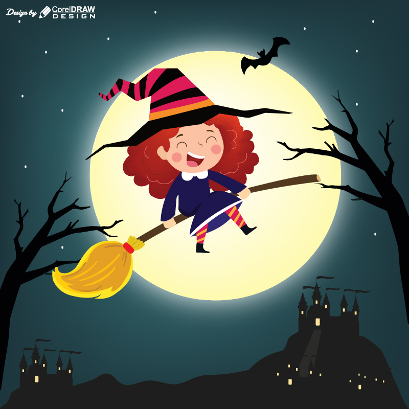 Halloween Night Background Template Illustration Free Vector